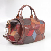 Contrasting Top Layer Cowhide One-shoulder Handbag