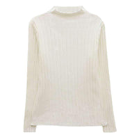 Hollow Striped Mock-neck Bottoming Shirt Women's Sweater