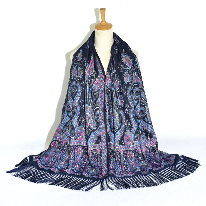 Printed Tassel Long Scarf Travel Ethnic Style Shawl