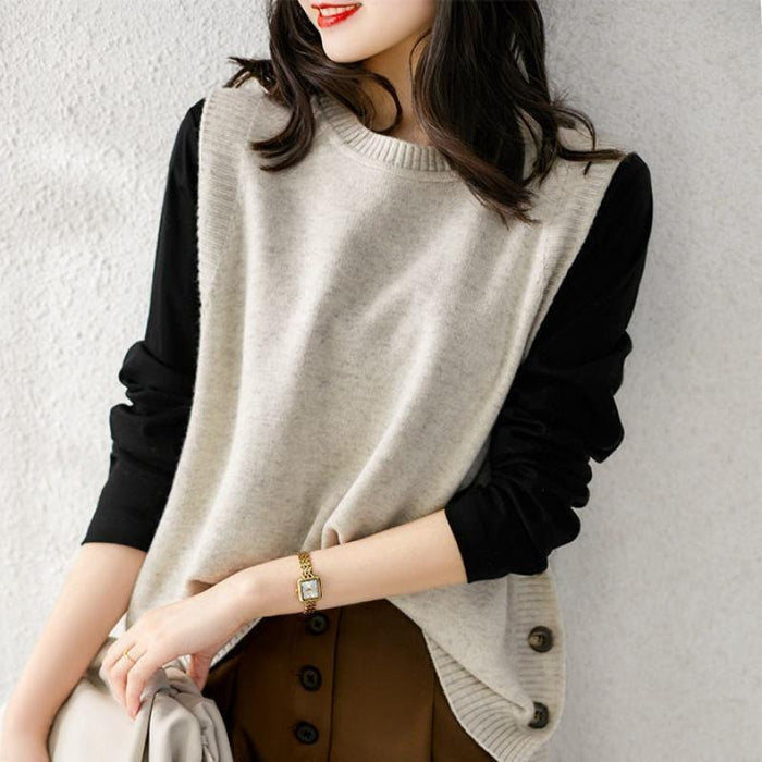 Slim Fit Slimming Round Neck Pullover Sleeveless Sweater