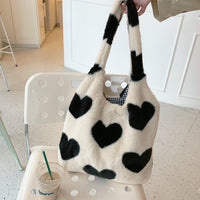 Women's Plush Loving Heart Large Shoulder Bag