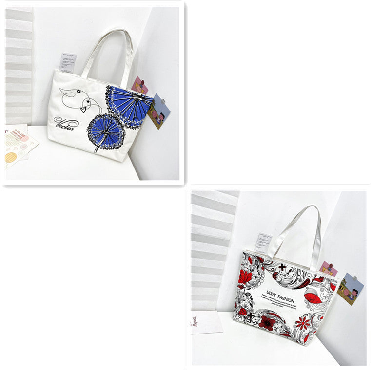 New Cartoon Canvas Printed Women's Shoulder Bag