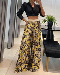 Fashion Casual Printing Wide Leg Pants