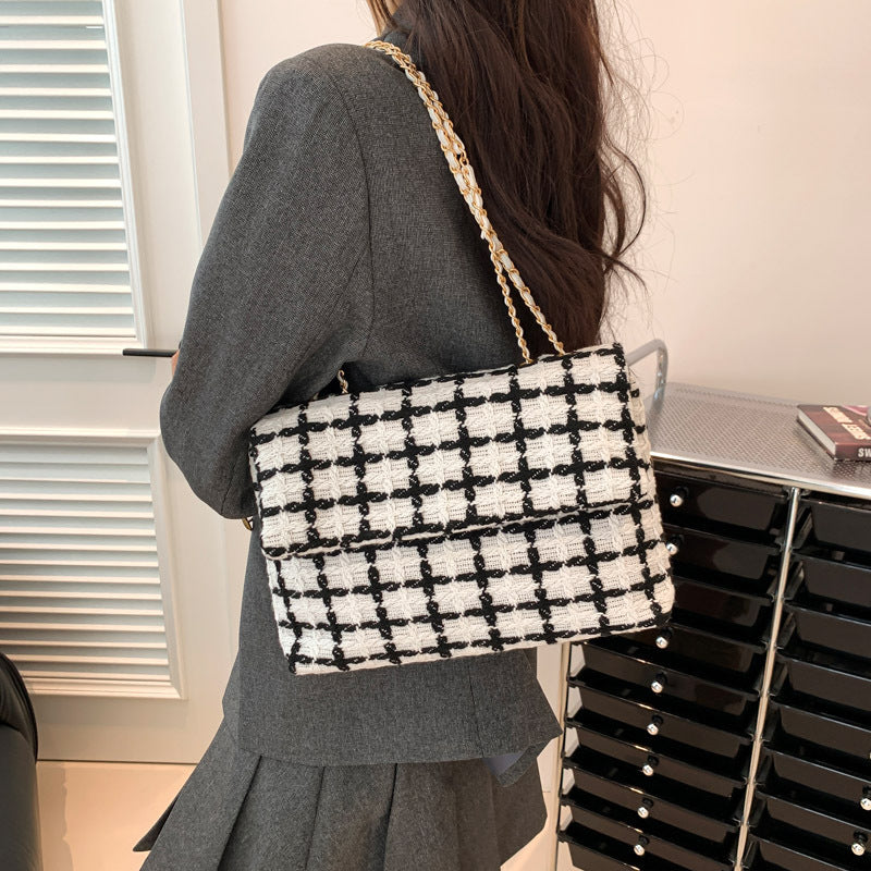 Women's Autumn Fashion Check Pattern Shoulder Bag