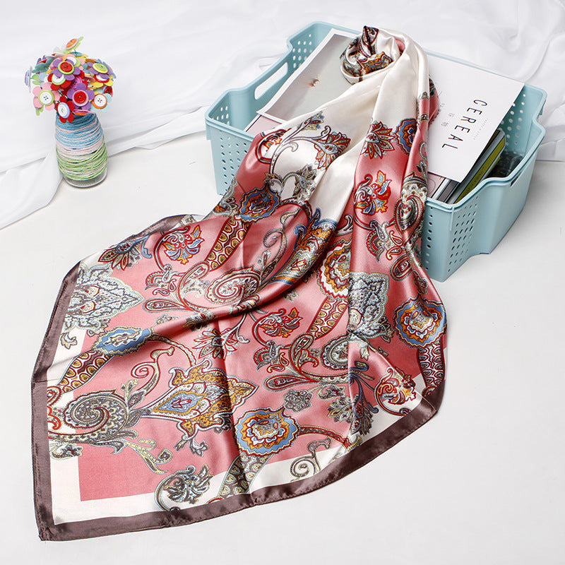 Printed Artificial Silk Small Square Towel