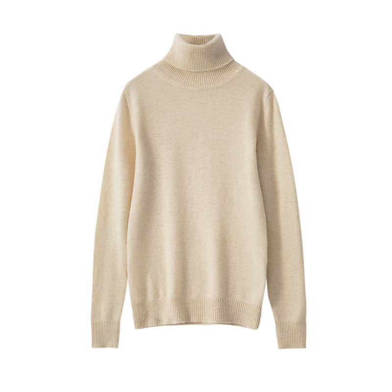 Pure Cashmere Sweater Women High Neck Knitted Bottoming Shirt