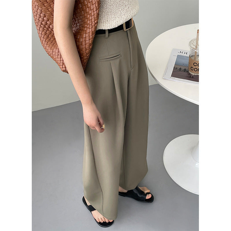 Temperament Everything Solid Color Hanging Loose Wide Leg Pants