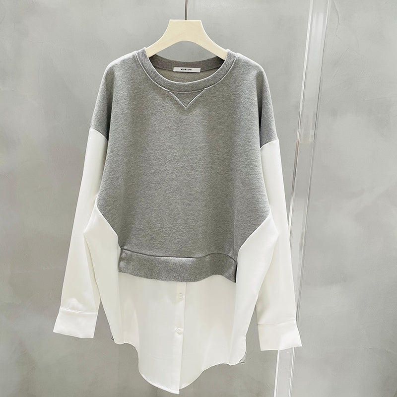 Loose Fake Two-piece Sweater Stitching Shirt Top