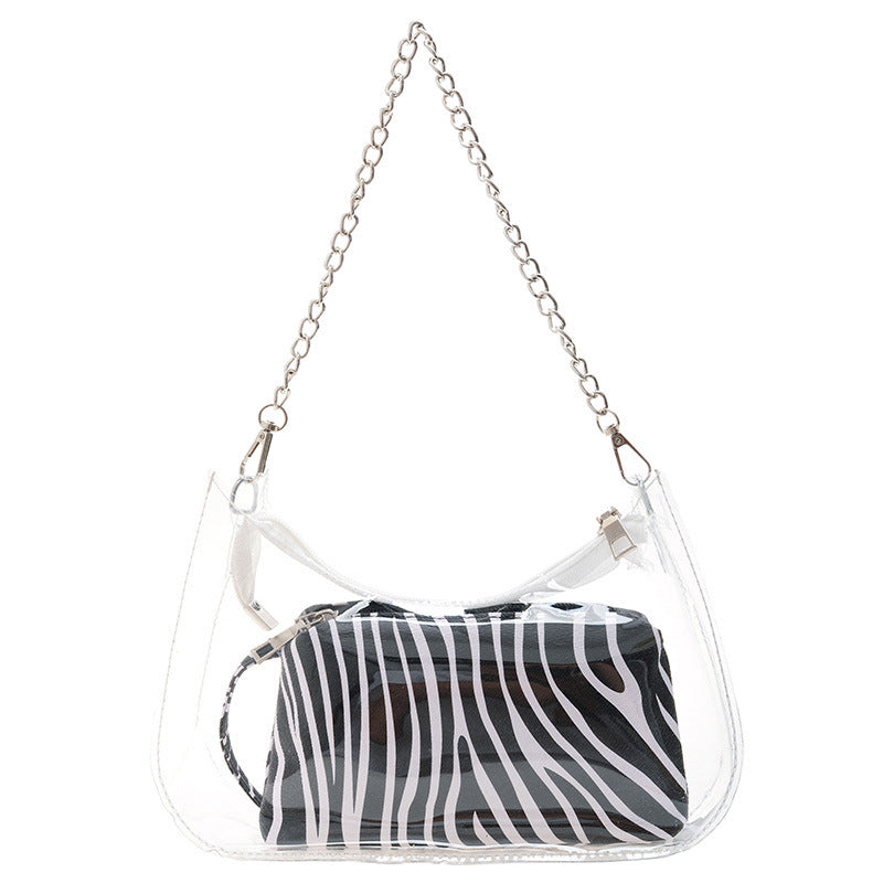 Shoulder Chain Cow Striped Crossbody Jelly Bag