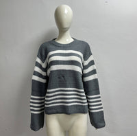 Striped Contrast Color Knitwear Casual All-matching Tops