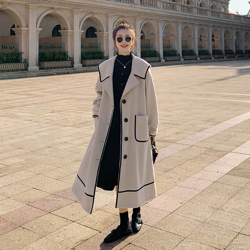 Loose And Thickened Temperament Woolen Coat Mid-length Woolen Coat