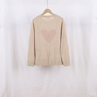 French Style Round Neck And Heart Pattern Long Sleeves