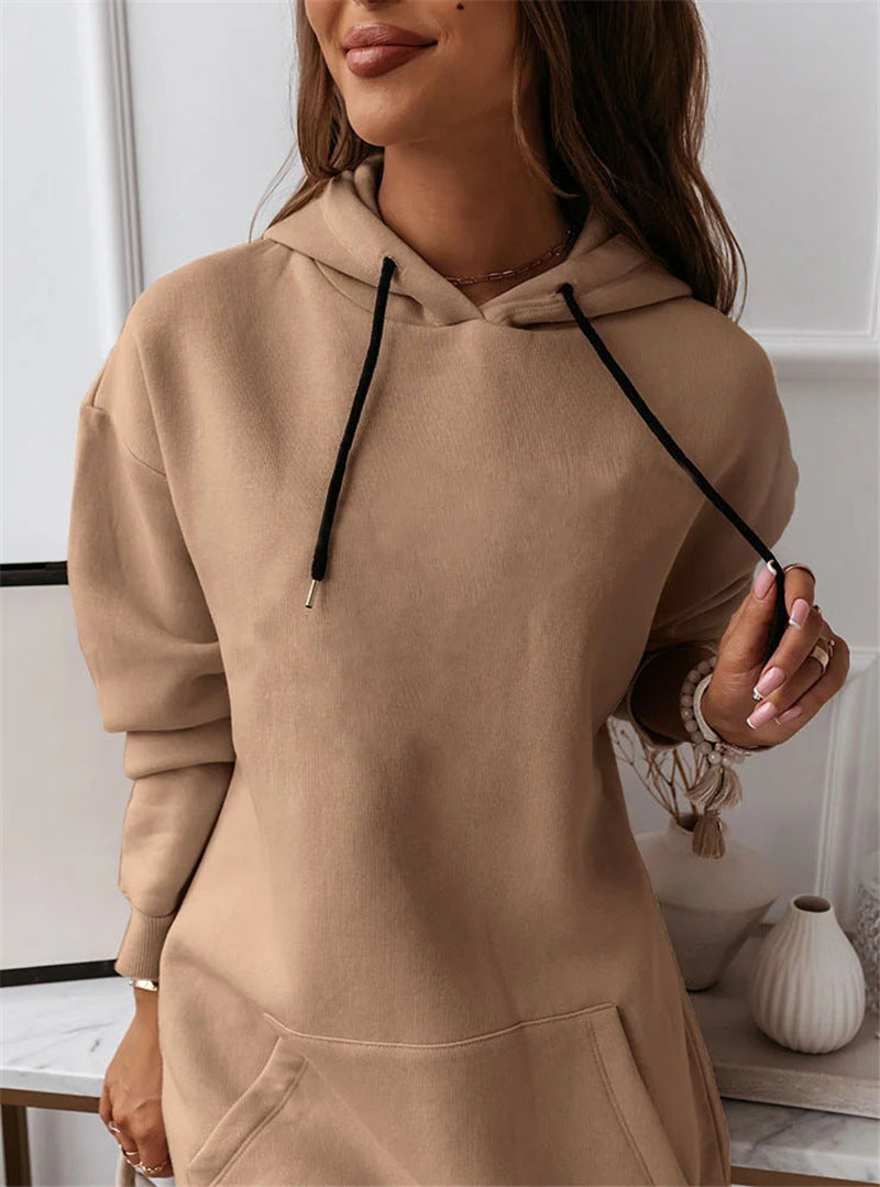 Women's Solid Color Casual Sports Hoodie Sweater