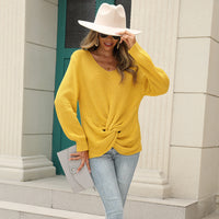 Women's V-neck New Pure Color Simple Fashion Sweater