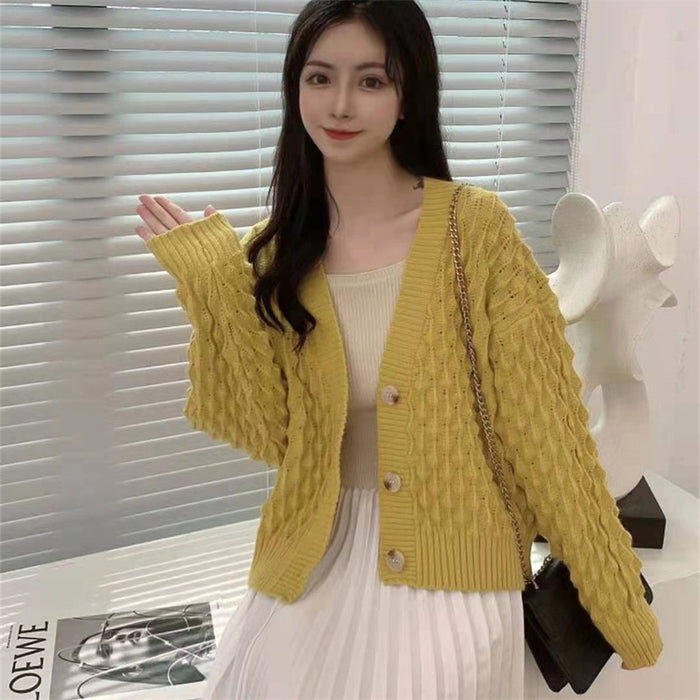 Retro Twist Solid Color Foreign Style Sweater Coat