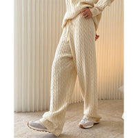 Women's Lazy Twisted High Waist Wide Leg Knitted Pants