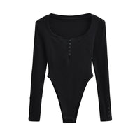 Street Ins Hot Girl Breasted Special-interest Design Long Sleeve Jumpsuit Summer Waist-tight