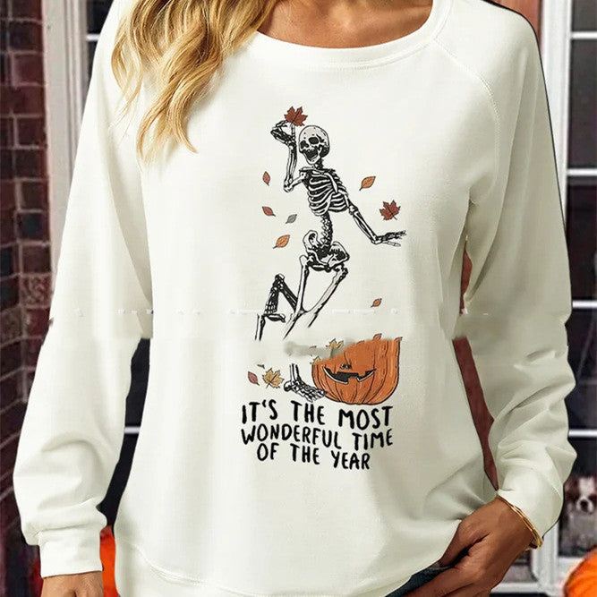 Women's Summer New Round Neck Long Sleeve Digital Printing