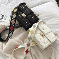 Crossbody Wide Shoulder Strap Fashionable Small Square Bag