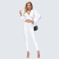 Women's White Ankle Tight High Waist Skinny Jeans