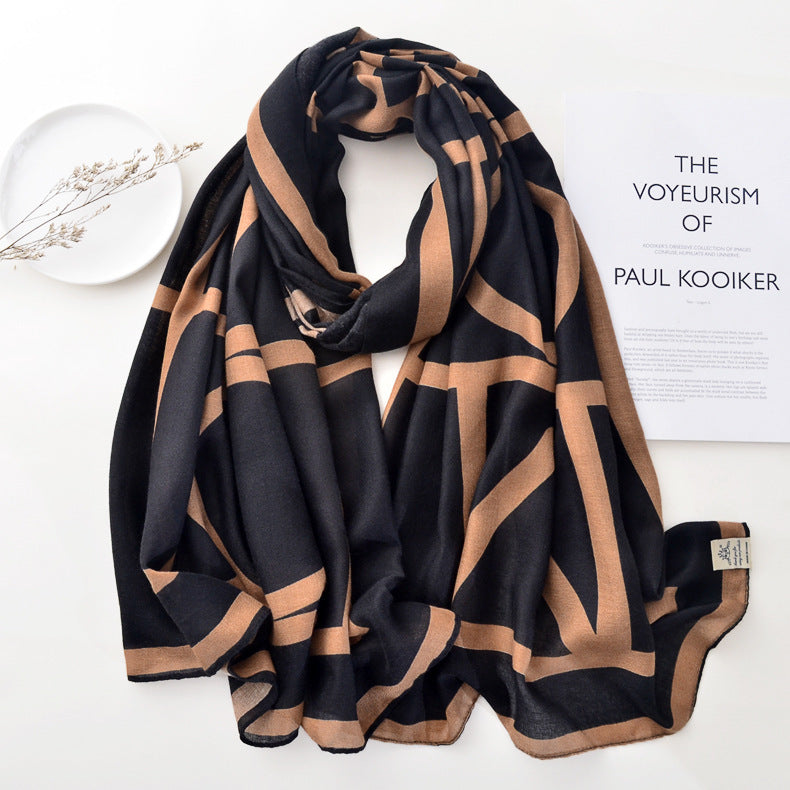 Autumn And Winter Korean Style All-matching Geometric Shawl Sunscreen Scarf Inspired Design Warm Scarf