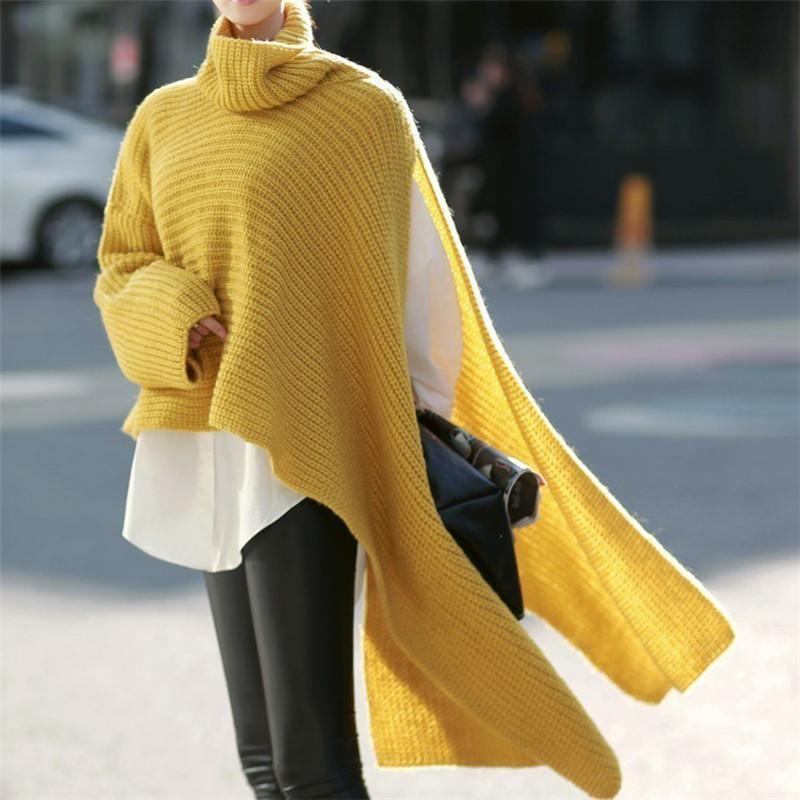 European And American Women's Long-sleeved Turtleneck Sweater Knit Pullover Loose