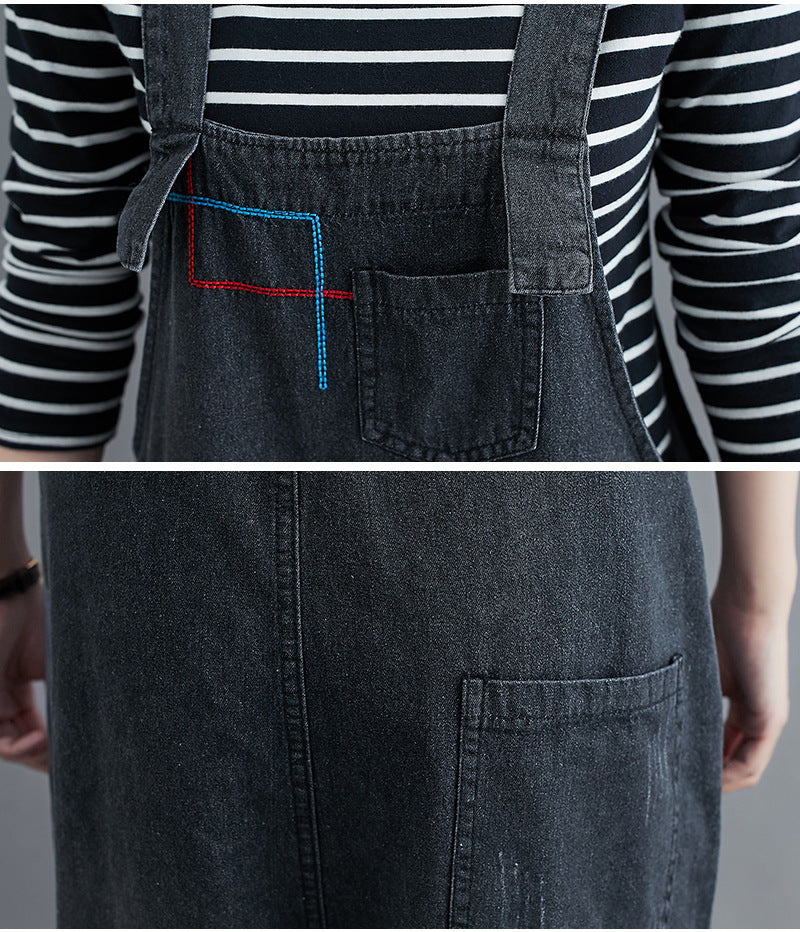 Spring Matching Embroidery Age-reducing Oversized Suspenders