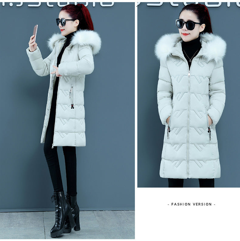 Slim Slimmer Hooded Big Fur Collar Plus Size Cotton Jacket Trendy