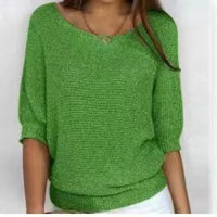 Solid Color Round Neck Sweater Women's