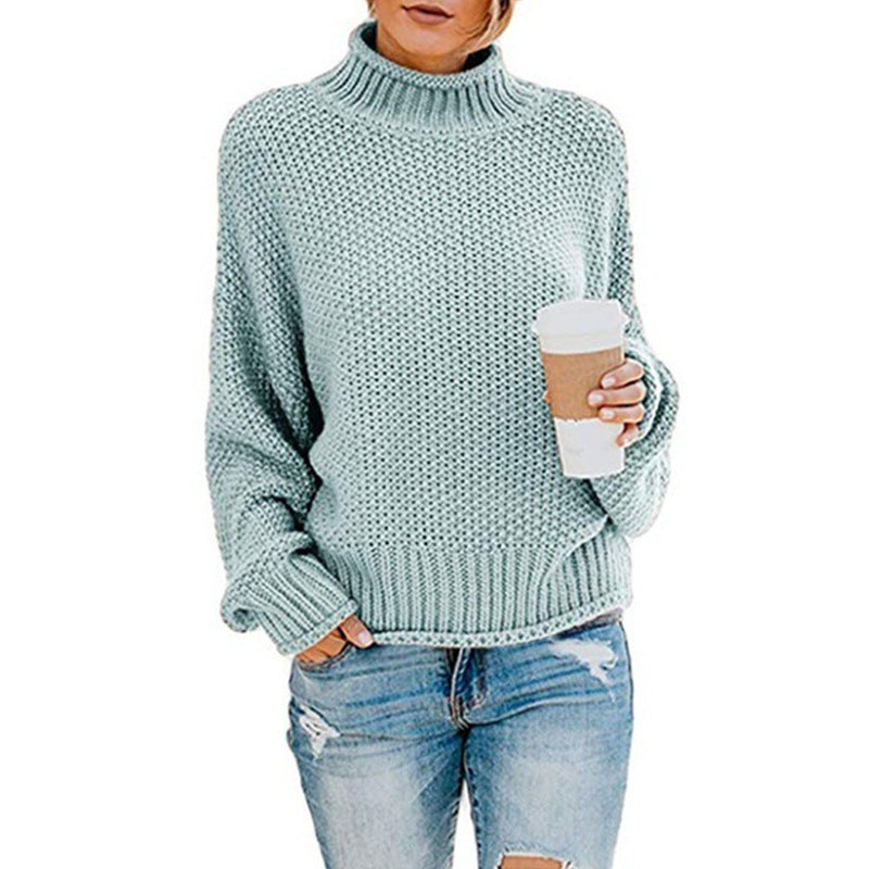 Women's Turtleneck Amazon Sweater Loose Solid Color