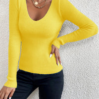 Winter Women's Casual Long Sleeved Knitting V-neck Pullover