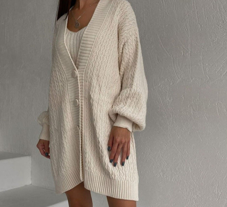 Single-breasted Jacket And Camisole Sweater Dress