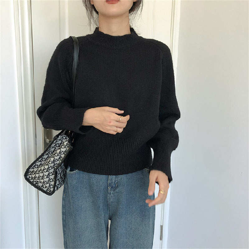 Round-neck High Waist Sweater Women's Vintage Knitted