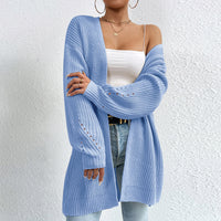 Solid Color SweaterLoose Medium Length Sweater Jacket Knitted Cardigan