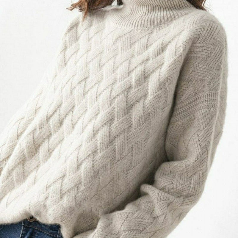 Turtleneck Women's Autumn Mat Knitted Thick Pullover Sweater