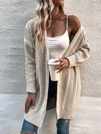 Women's Medium Length Twist Pattern Sweater Cardigan Coat