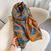 Camellia Double-sided Scarf For Women Extra Thick Dual-use Fashion