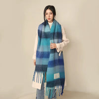 European And American Mohair Plush Warm Leisure Versatile Lattice Scarf