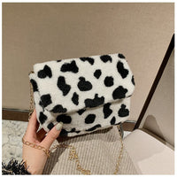 One-shoulder Messenger Leopard-print Cow-print Plush Creative Chain Bag