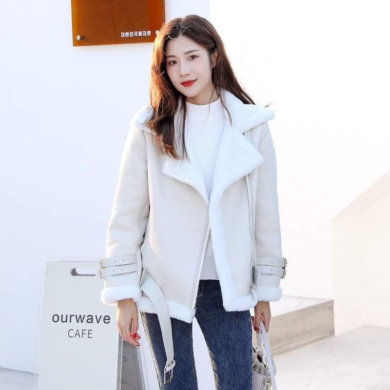 Autumn And Winter Thickened Fur Sheep Short Coat Women's Cotton-padded Coat Fur Cotton-padded Coat Small