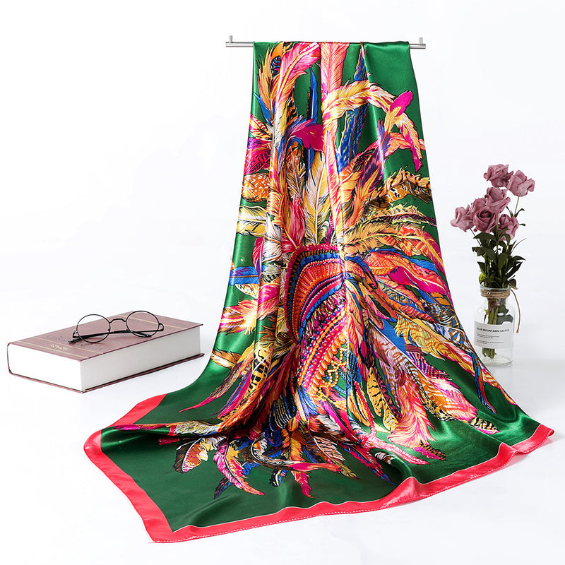 Women's Silk Scarf Multi-functional Small Silk Satin Shawl