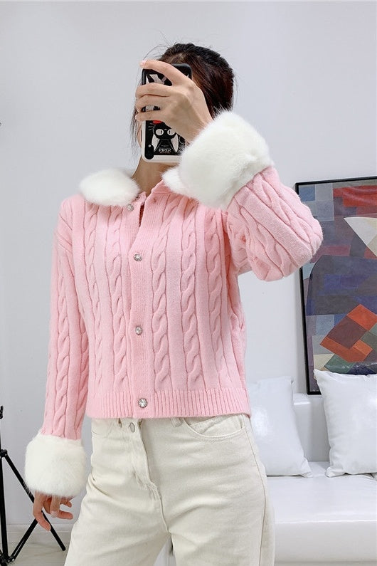 Women's Trendy Wool Knitted Cardigan With Cuffs