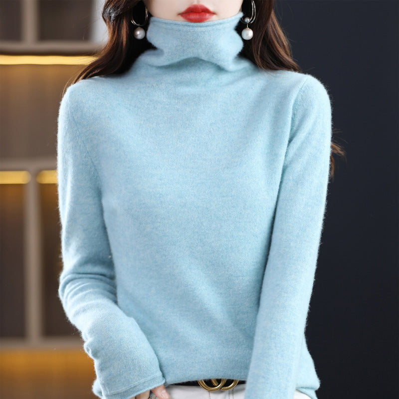 Pile Collar Woolen Sweater Women's Bottoming Shirt Turtleneck Sweater