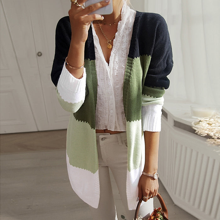 Women's Fashion Casual Sweater Splicing Coat