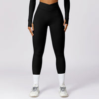 Quick-dry Hip Raise Skinny Yoga Pants Cross High Waist Workout