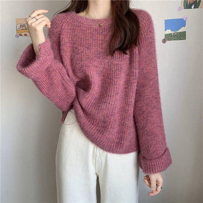 Milk Style Wear Top Gentle Colorful Dots Lazy Sweater Loose All-match