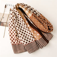 Scarf Literary Retro Small Dot Circle Hit Color Dual-use Cotton And Linen Feel