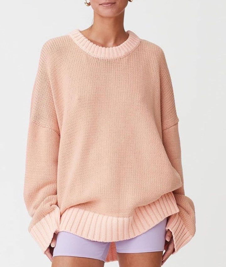 Popular Contrast Color Bright Loose Long Sleeve Pullover Sweater