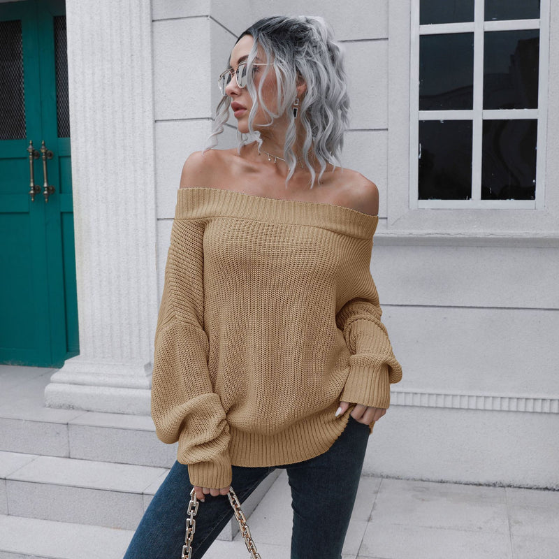 Off-shoulder Off-shoulder Sweater Women's Loose Long Sleeve