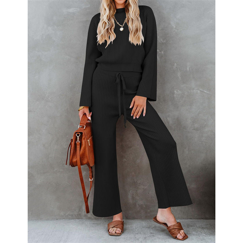 Autumn And Winter New Fashion All-match Round Neck Top Loose Casual Trousers